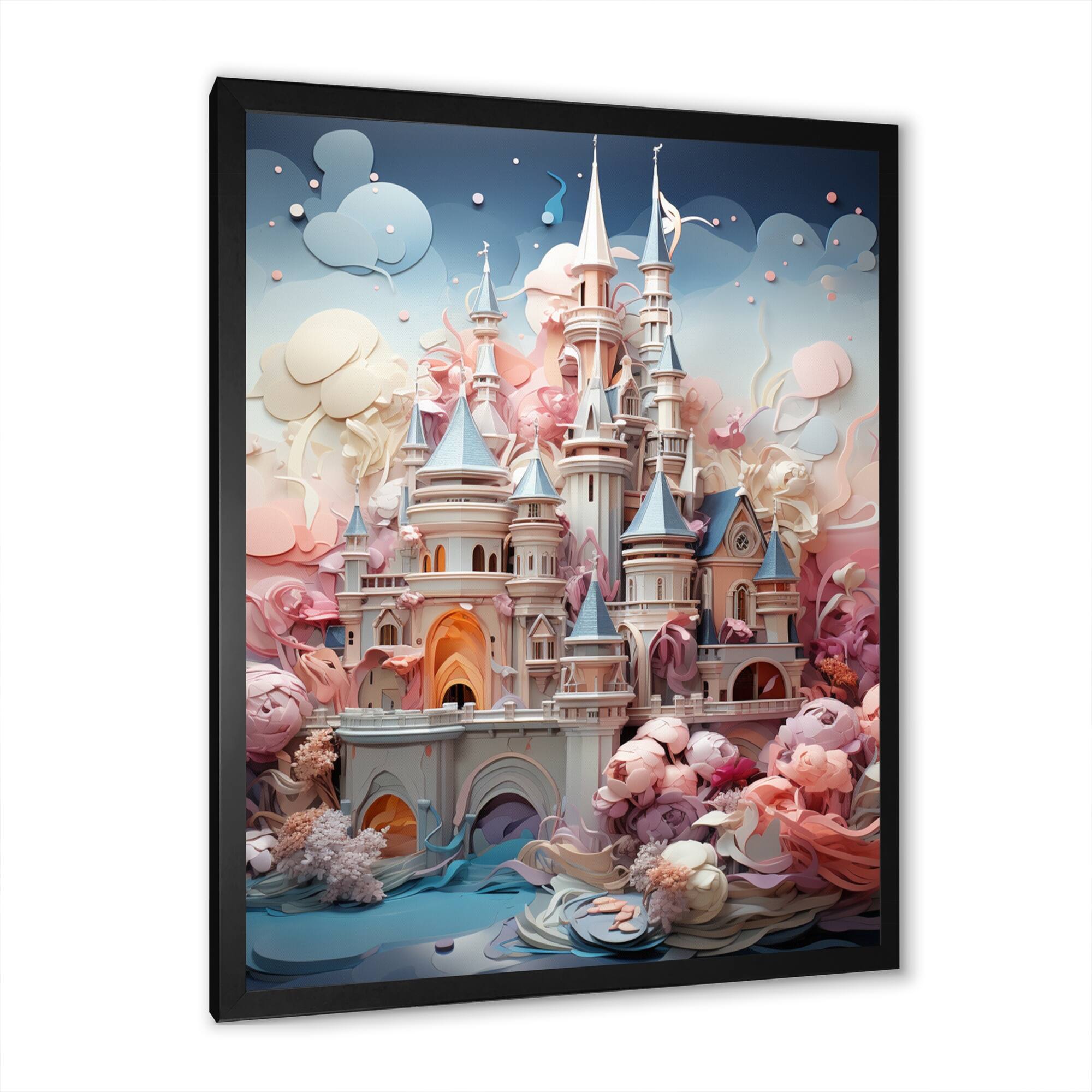Designart "Castles Whimsical Wonder Pastel III" Castles Framed Wall Art